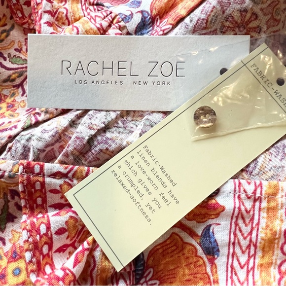 Rachel Zoe Cropped Boho V-front Tie-Front Floral Linen Top Orange & Purp… - Picture 8 of 11